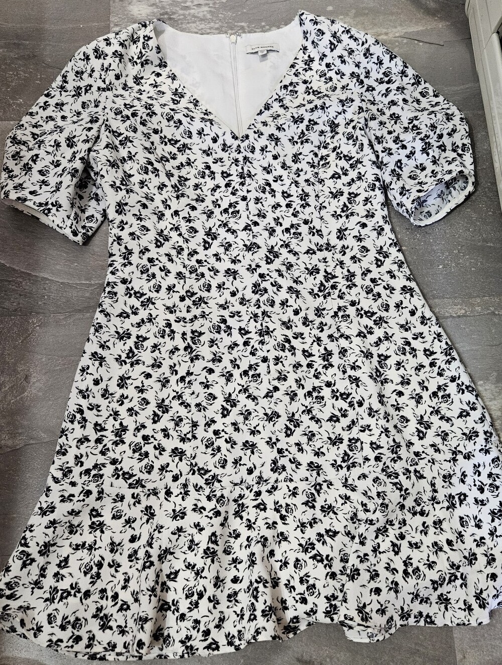 Club Monaco White Dress with Black Floral Print
